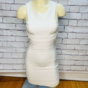 Herve Leger Womens White  Sleeveless Bandage Mini Dress Size XS